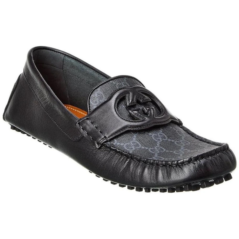Men’s Gucci Clove Calf Soft Leather Moccasin T.GG Supreme Black/Black SZ 10 NWT - Picture 2 of 10